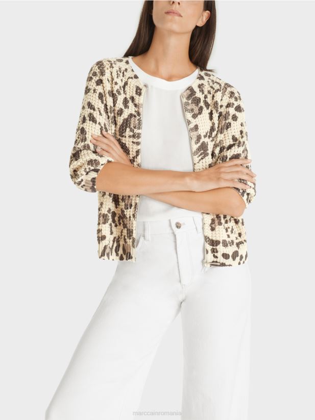 cardigan tricotat in germania Marc Cain moale taupe desert îmbrăcăminte 4826HH400