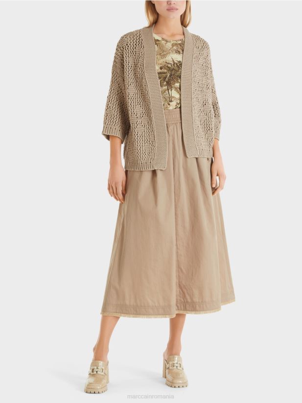 cardigan "tricotat in germania" Marc Cain moale taupe îmbrăcăminte 4826HH411