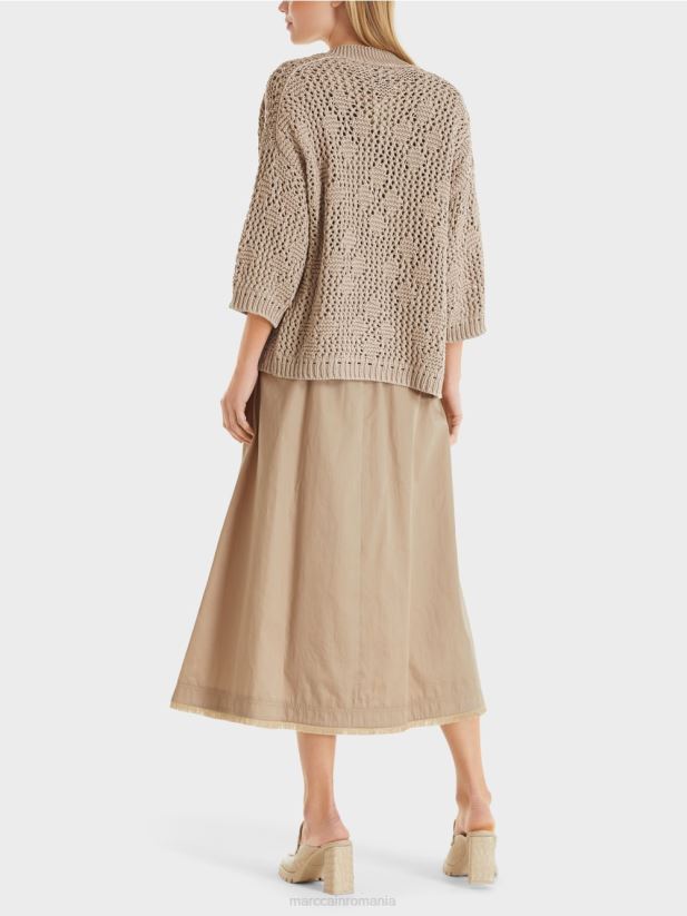 cardigan \"tricotat in germania\" Marc Cain moale taupe îmbrăcăminte 4826HH411