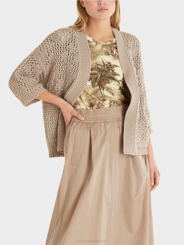 cardigan \"tricotat in germania\" Marc Cain moale taupe îmbrăcăminte 4826HH411