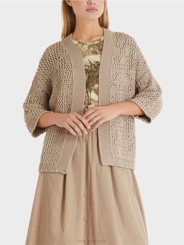cardigan \"tricotat in germania\" Marc Cain moale taupe îmbrăcăminte 4826HH411