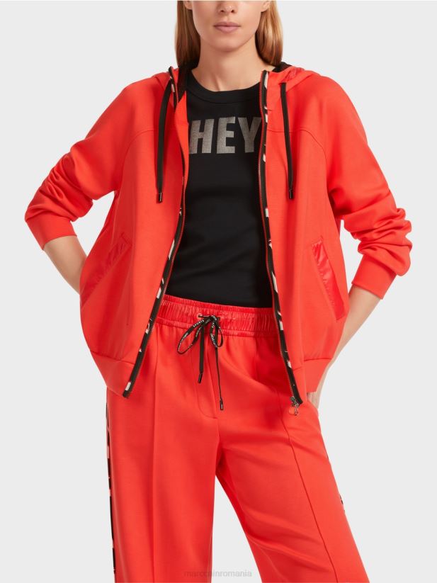 geacă cu glugă și fermoar Marc Cain campari îmbrăcăminte 4826HH318