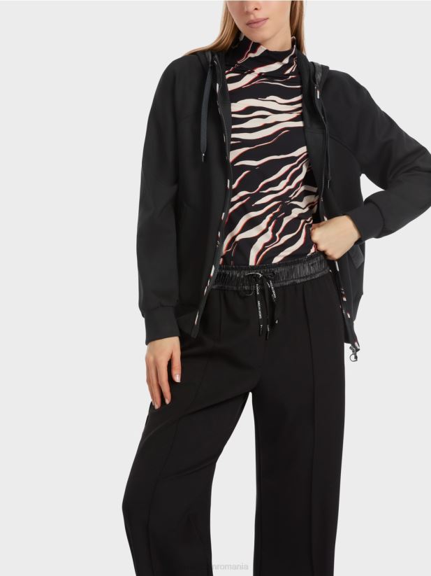 geacă cu glugă și fermoar Marc Cain negru îmbrăcăminte 4826HH317