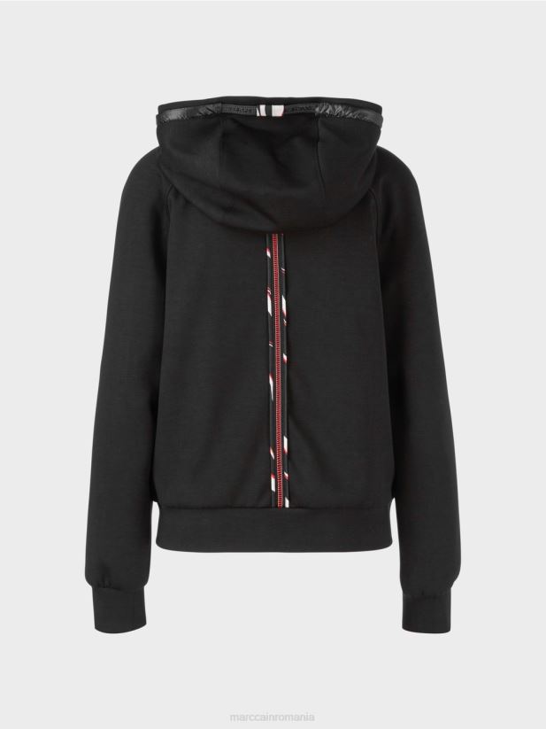 geacă cu glugă și fermoar Marc Cain negru îmbrăcăminte 4826HH317