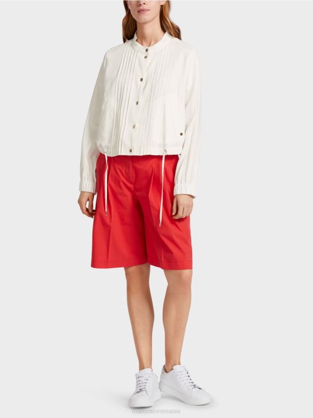 geacă de in cu guler ridicat Marc Cain aproape alb îmbrăcăminte 4826HH361