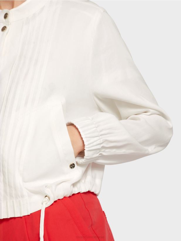 geacă de in cu guler ridicat Marc Cain aproape alb îmbrăcăminte 4826HH361
