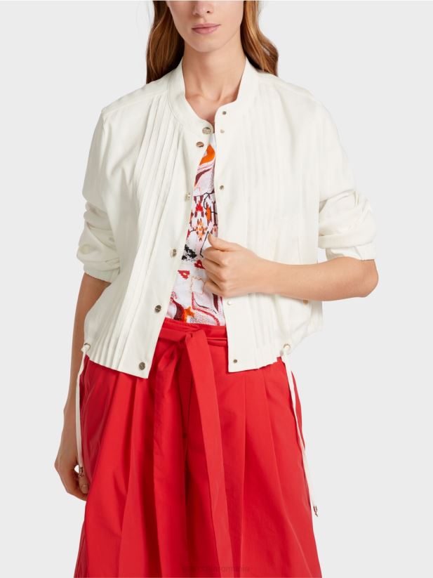 geacă de in cu guler ridicat Marc Cain aproape alb îmbrăcăminte 4826HH361