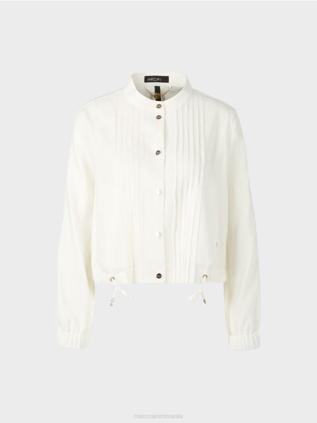geacă de in cu guler ridicat Marc Cain aproape alb îmbrăcăminte 4826HH361