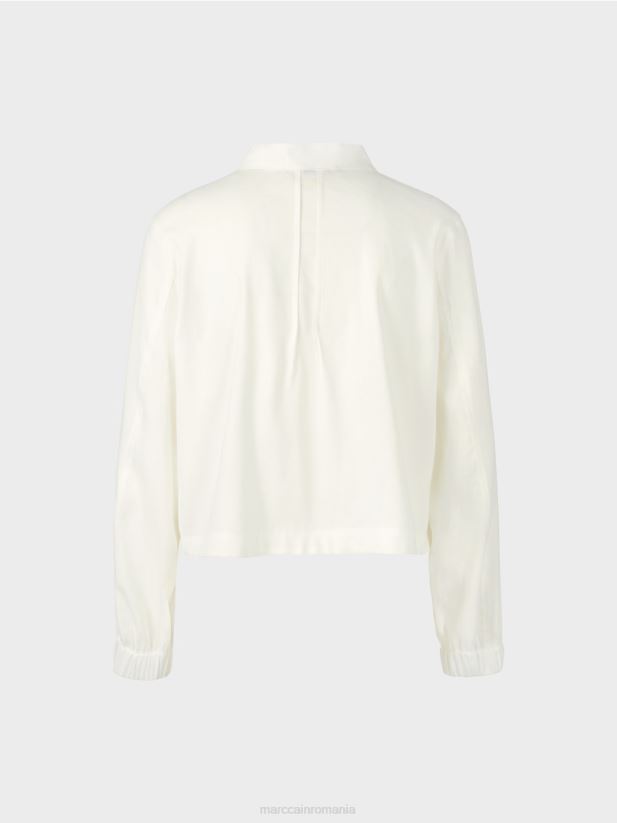 geacă de in cu guler ridicat Marc Cain aproape alb îmbrăcăminte 4826HH361
