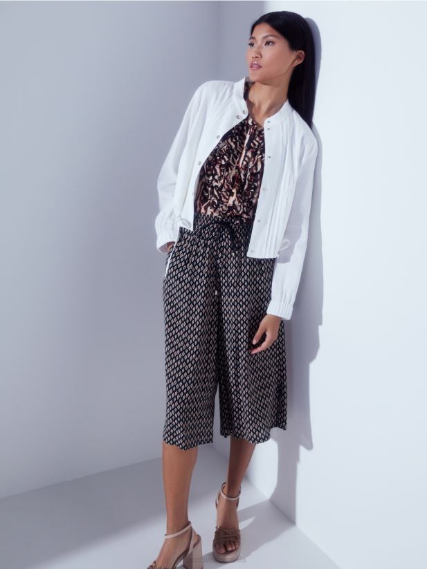 geacă de in cu guler ridicat Marc Cain aproape alb îmbrăcăminte 4826HH361