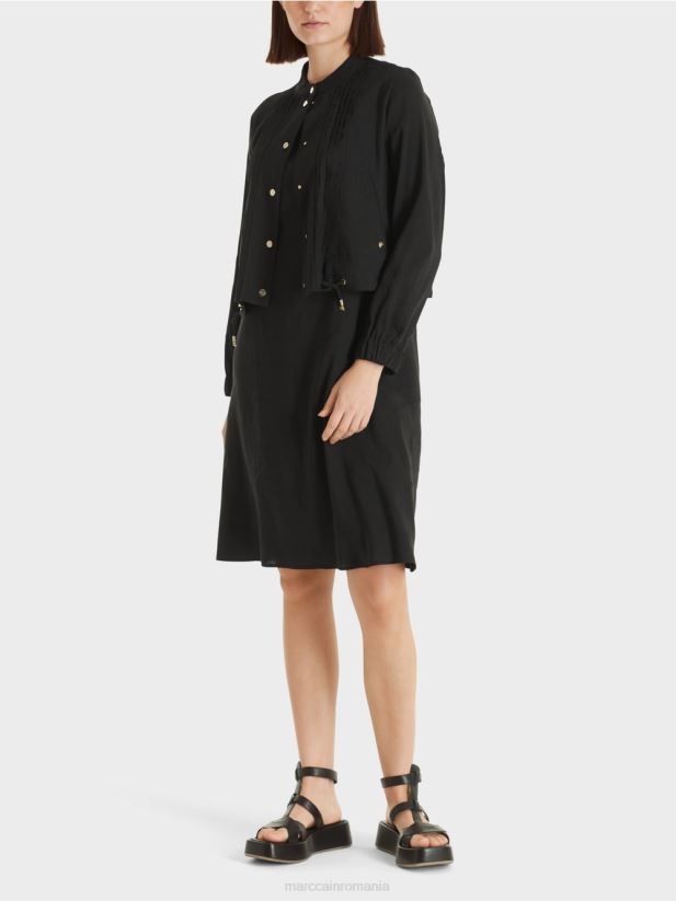 geacă de in cu guler ridicat Marc Cain negru îmbrăcăminte 4826HH386