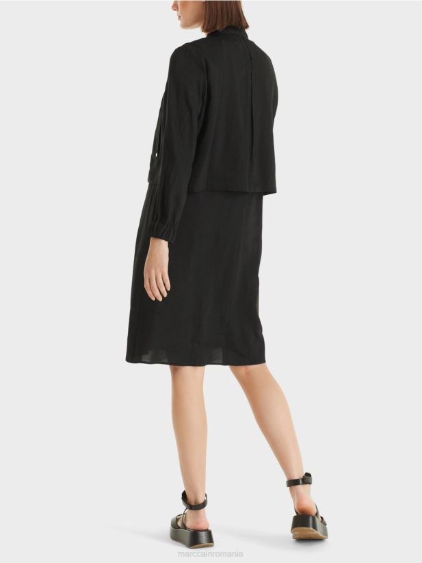 geacă de in cu guler ridicat Marc Cain negru îmbrăcăminte 4826HH386