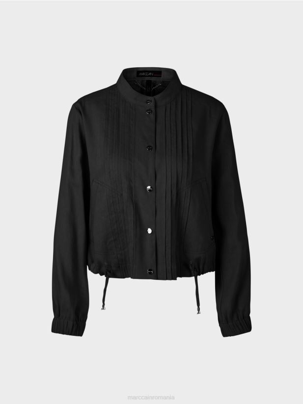 geacă de in cu guler ridicat Marc Cain negru îmbrăcăminte 4826HH386
