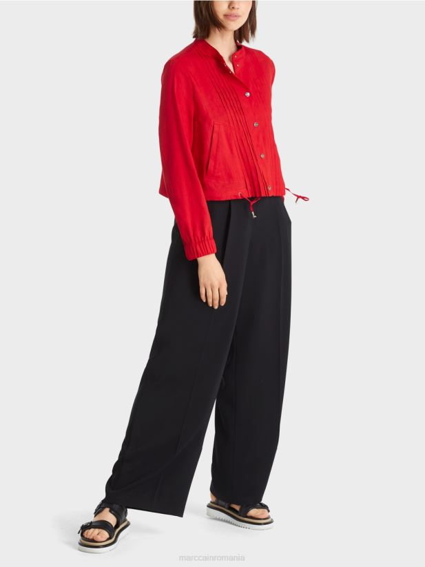 geacă de in cu guler ridicat Marc Cain rosu intens îmbrăcăminte 4826HH356