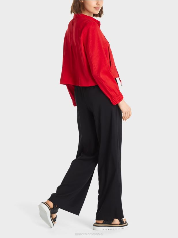 geacă de in cu guler ridicat Marc Cain rosu intens îmbrăcăminte 4826HH356