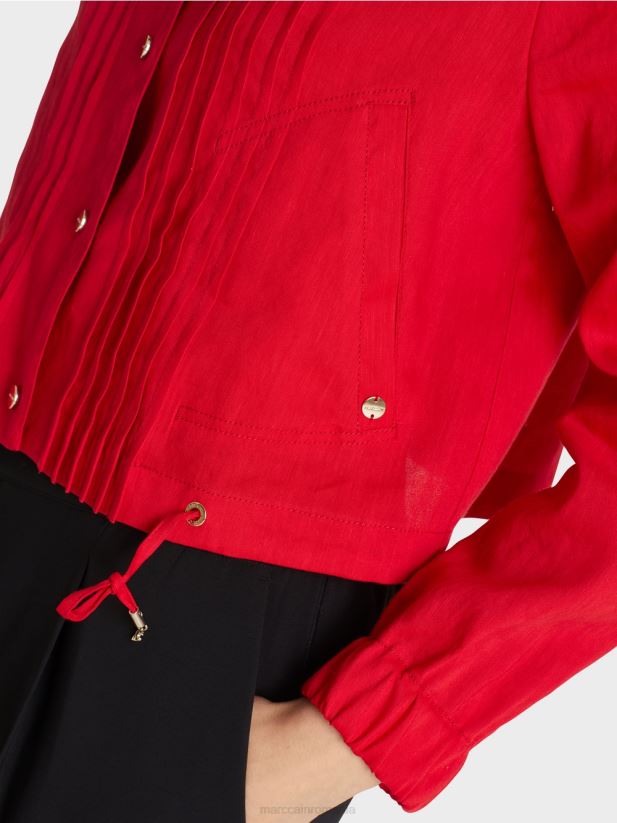 geacă de in cu guler ridicat Marc Cain rosu intens îmbrăcăminte 4826HH356