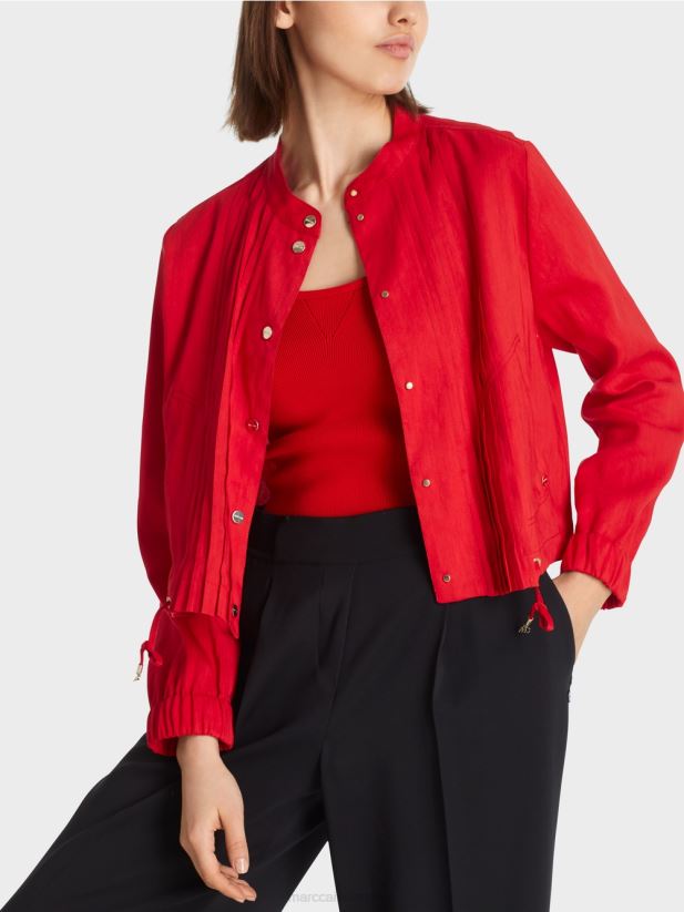 geacă de in cu guler ridicat Marc Cain rosu intens îmbrăcăminte 4826HH356