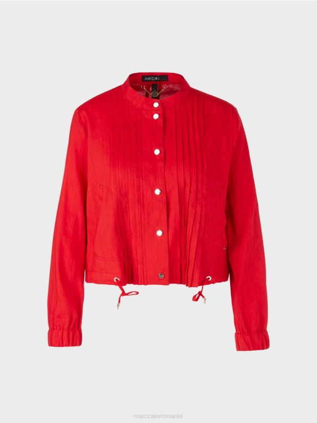 geacă de in cu guler ridicat Marc Cain rosu intens îmbrăcăminte 4826HH356