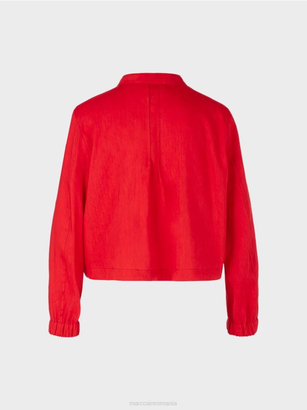 geacă de in cu guler ridicat Marc Cain rosu intens îmbrăcăminte 4826HH356