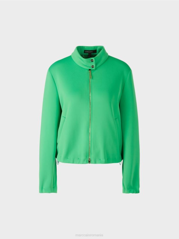 geacă din jerseu cu guler ridicat Marc Cain jad strălucitor îmbrăcăminte 4826HH417