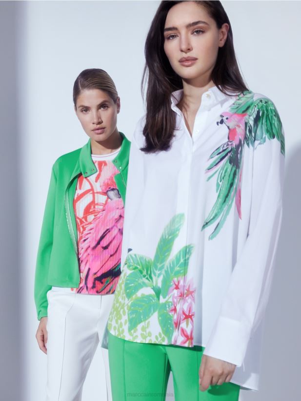 geacă din jerseu cu guler ridicat Marc Cain jad strălucitor îmbrăcăminte 4826HH417