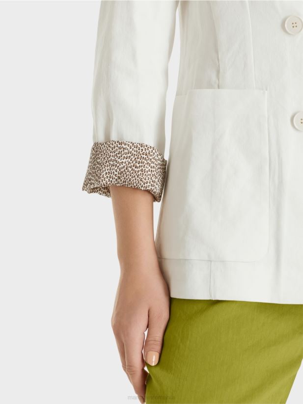 geacă dublu de in Marc Cain aproape alb îmbrăcăminte 4826HH192