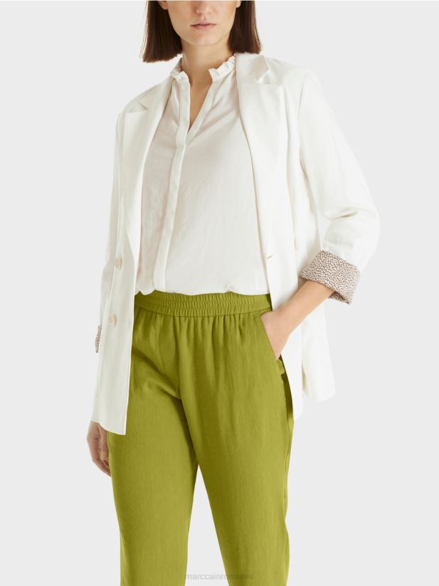 geacă dublu de in Marc Cain aproape alb îmbrăcăminte 4826HH192