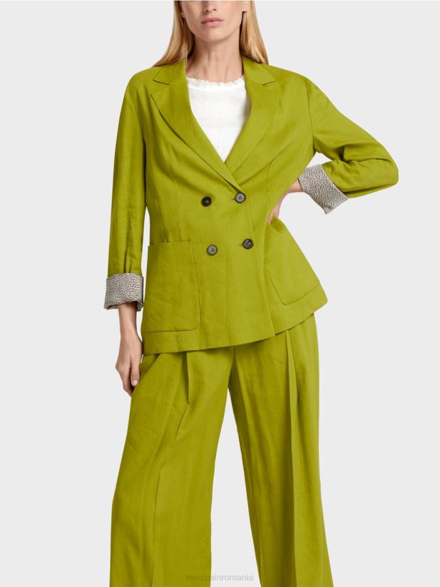 geacă dublu de in Marc Cain verde oliv intens îmbrăcăminte 4826HH190