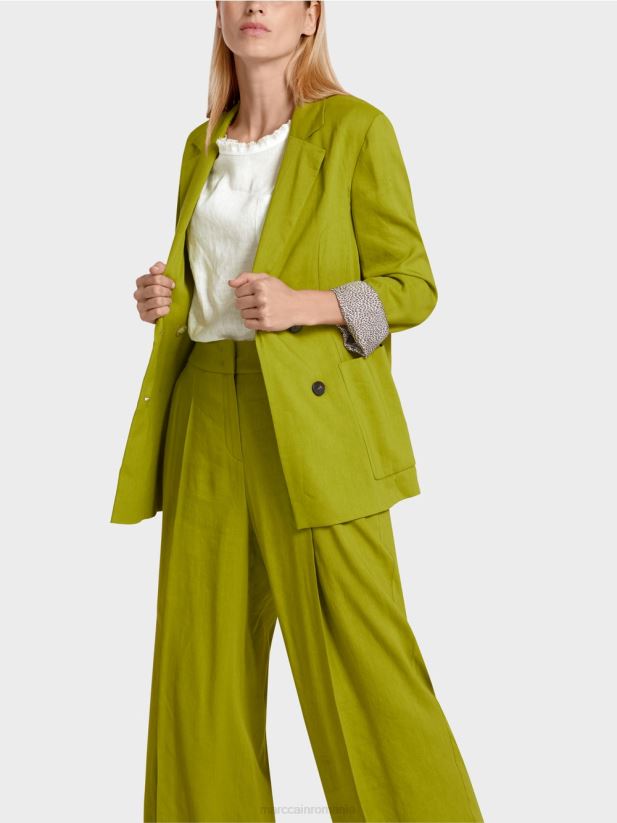 geacă dublu de in Marc Cain verde oliv intens îmbrăcăminte 4826HH190