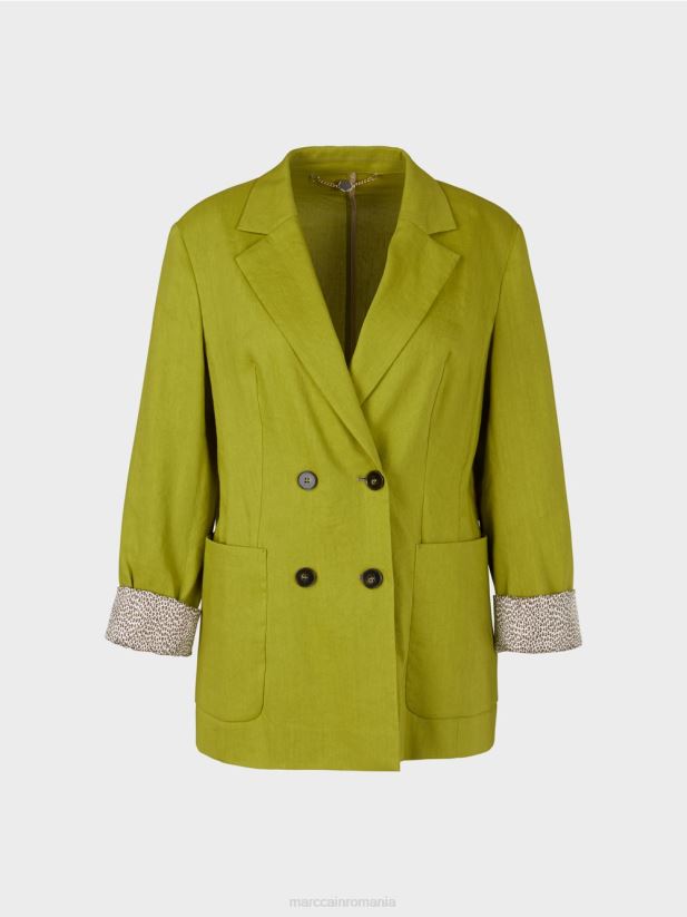 geacă dublu de in Marc Cain verde oliv intens îmbrăcăminte 4826HH190