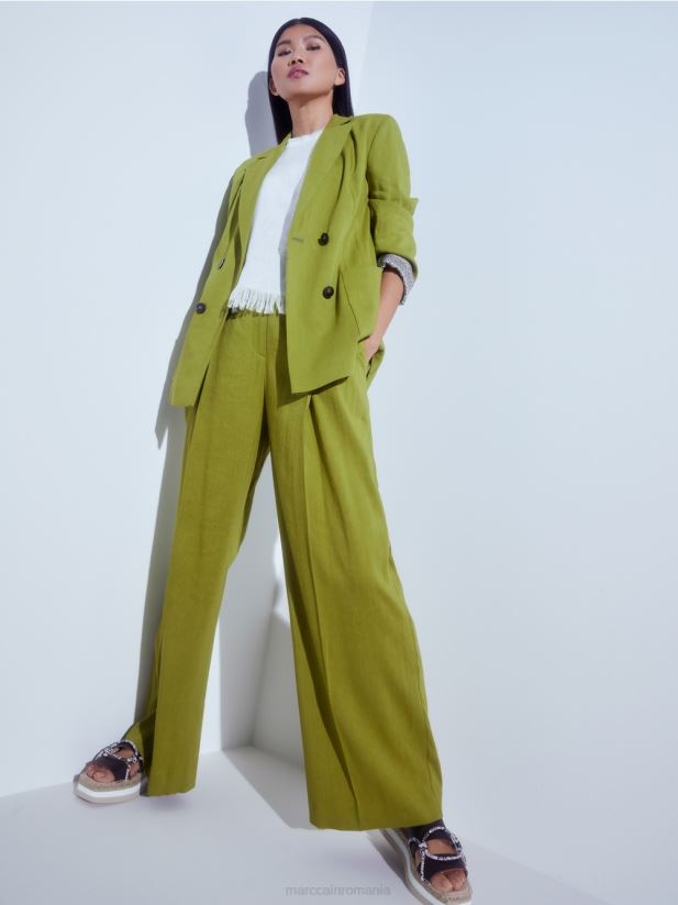 geacă dublu de in Marc Cain verde oliv intens îmbrăcăminte 4826HH190