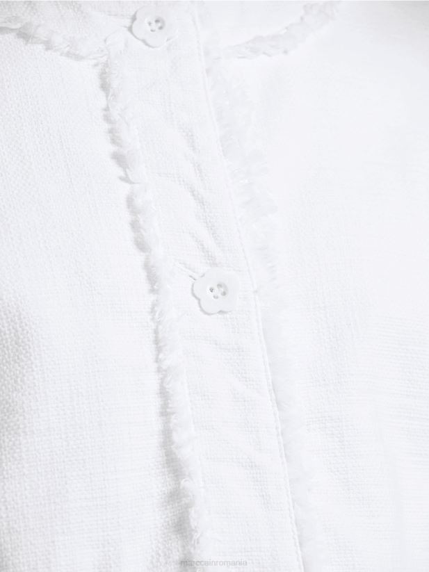 geaca cu franjuri cu nasturi florali Marc Cain alb îmbrăcăminte 4826HH371