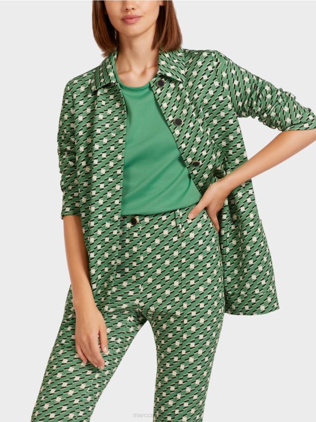 geaca de camasa cu nasturi metalici Marc Cain mușchi verde îmbrăcăminte 4826HH439