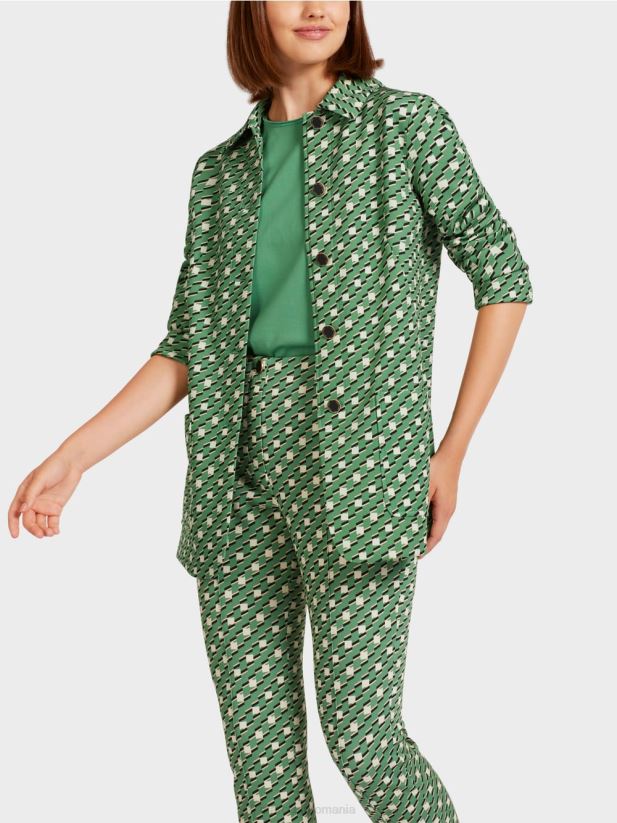 geaca de camasa cu nasturi metalici Marc Cain mușchi verde îmbrăcăminte 4826HH439