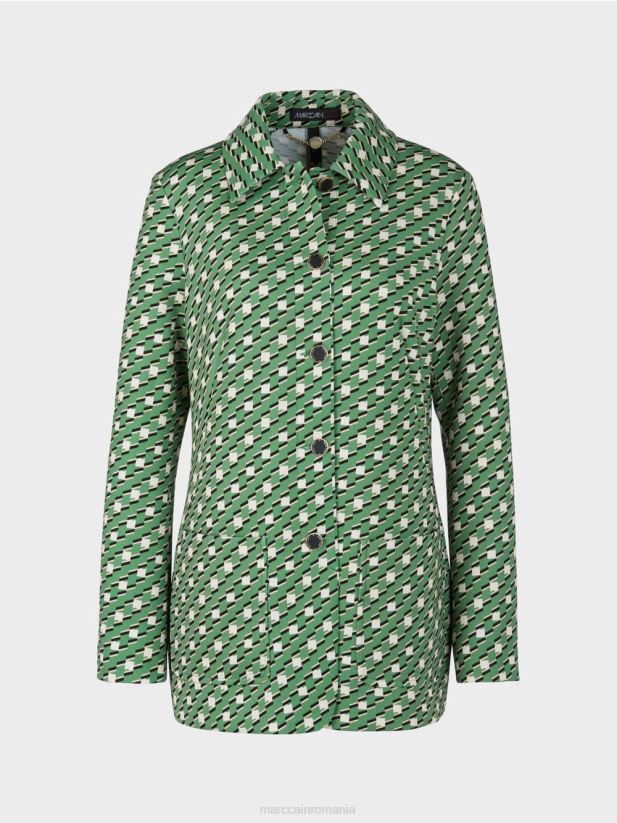 geaca de camasa cu nasturi metalici Marc Cain mușchi verde îmbrăcăminte 4826HH439