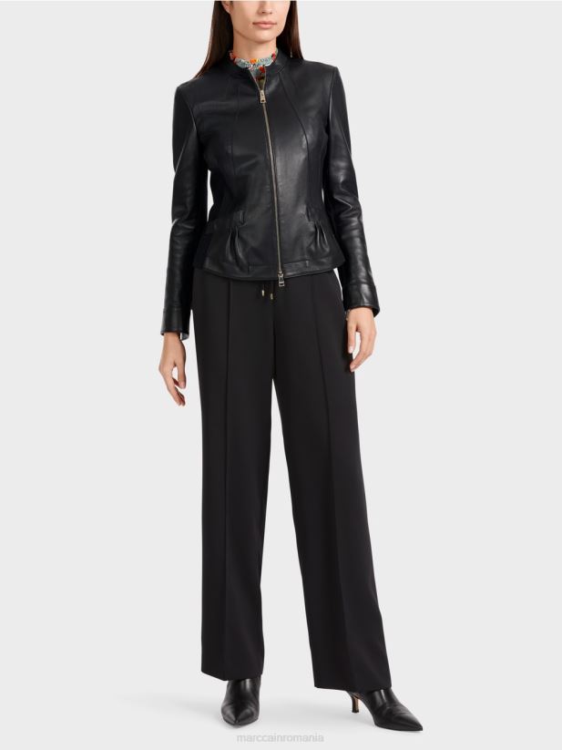 geaca de piele feminina Marc Cain negru îmbrăcăminte 4826HH348