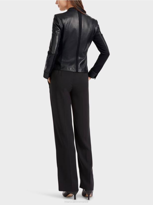 geaca de piele feminina Marc Cain negru îmbrăcăminte 4826HH348