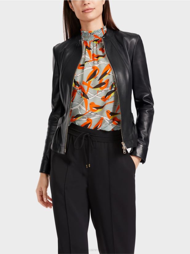 geaca de piele feminina Marc Cain negru îmbrăcăminte 4826HH348