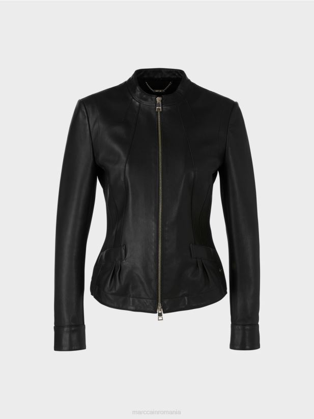 geaca de piele feminina Marc Cain negru îmbrăcăminte 4826HH348