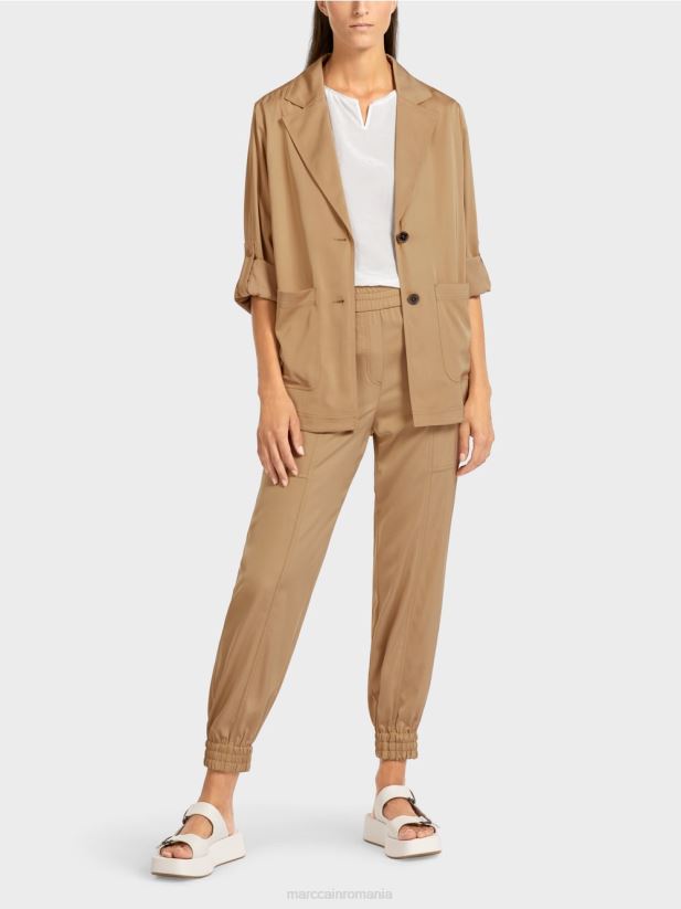 jachetă blazer cu mâneci suflecate Marc Cain maro lut deschis îmbrăcăminte 4826HH387
