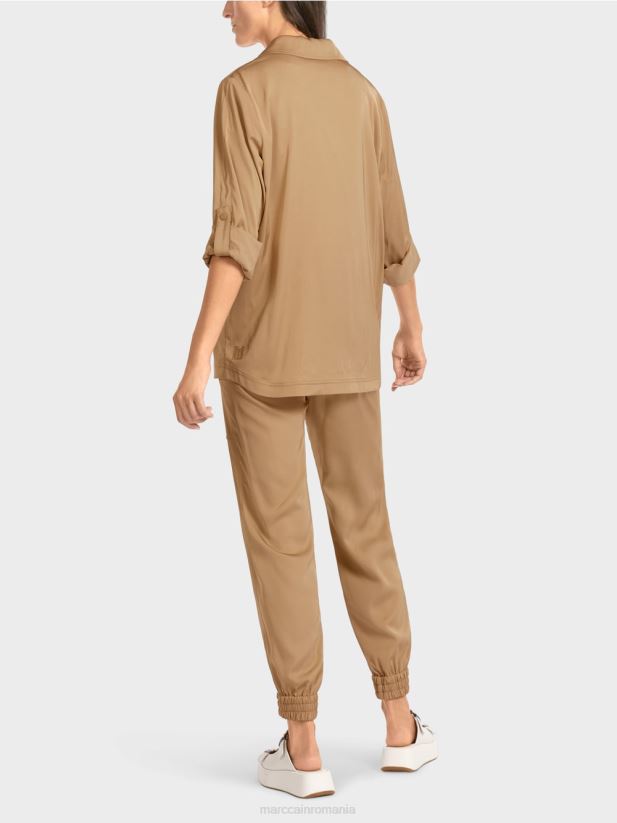 jachetă blazer cu mâneci suflecate Marc Cain maro lut deschis îmbrăcăminte 4826HH387