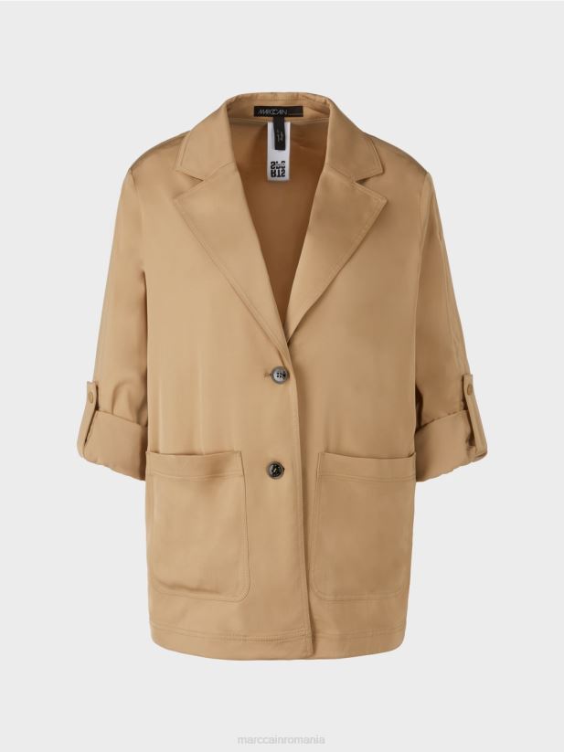 jachetă blazer cu mâneci suflecate Marc Cain maro lut deschis îmbrăcăminte 4826HH387