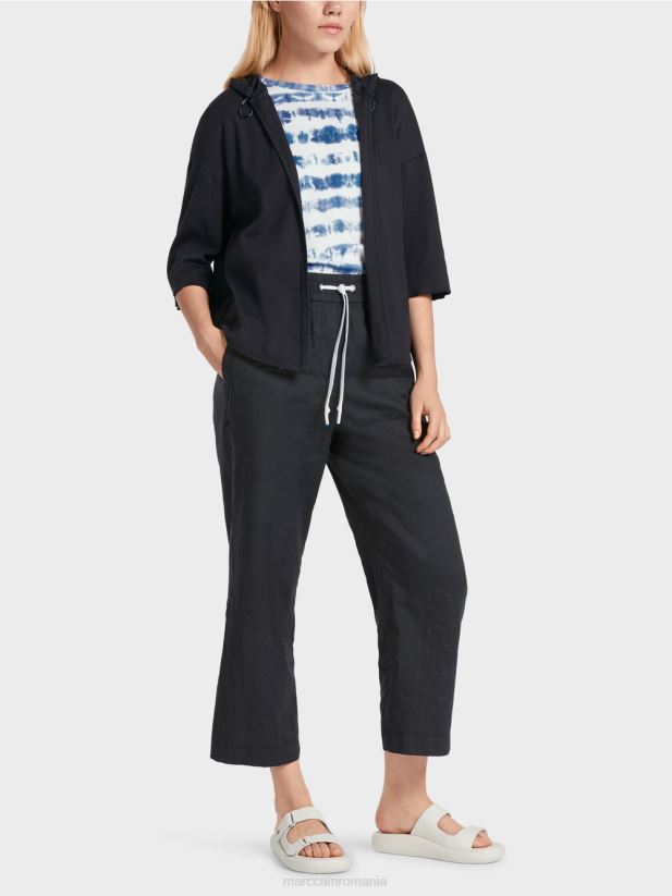 jachetă casual din amestec de țesături Marc Cain albastru miezul nopții îmbrăcăminte 4826HH363