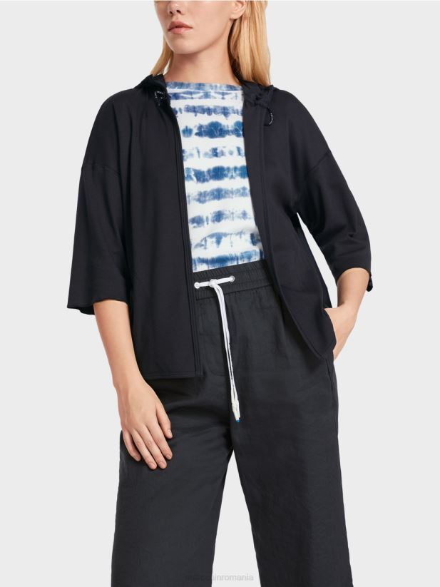 jachetă casual din amestec de țesături Marc Cain albastru miezul nopții îmbrăcăminte 4826HH363