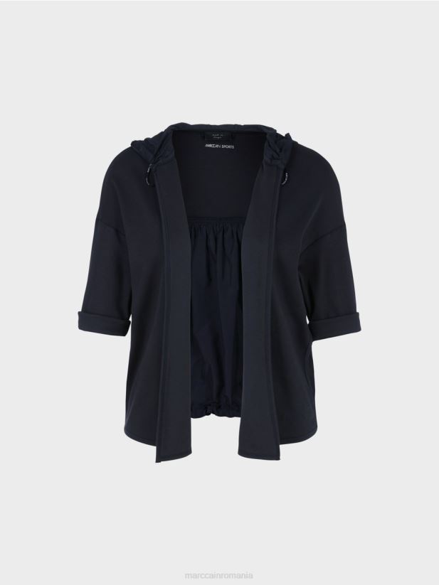 jachetă casual din amestec de țesături Marc Cain albastru miezul nopții îmbrăcăminte 4826HH363