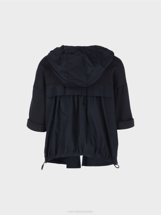 jachetă casual din amestec de țesături Marc Cain albastru miezul nopții îmbrăcăminte 4826HH363