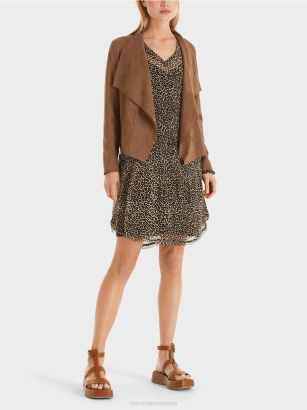 jachetă cu aspect de piele de căprioară Marc Cain alune îmbrăcăminte 4826HH423