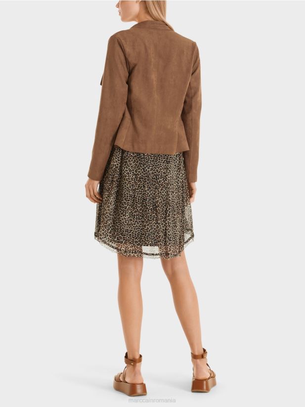 jachetă cu aspect de piele de căprioară Marc Cain alune îmbrăcăminte 4826HH423