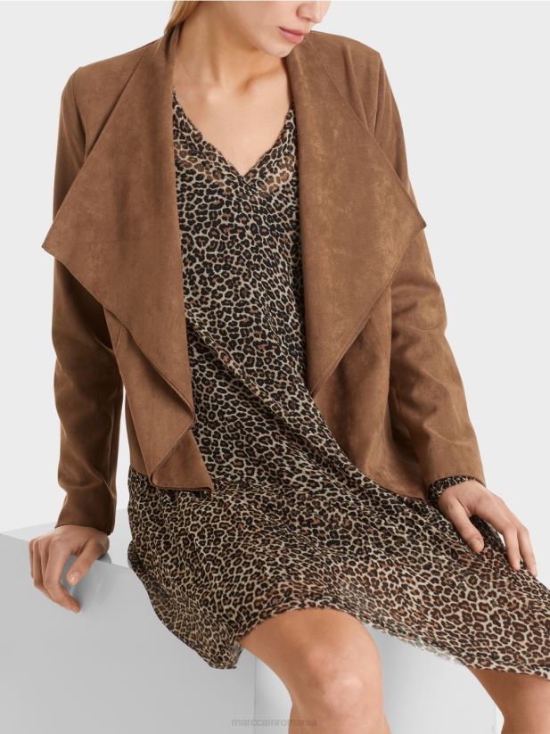 jachetă cu aspect de piele de căprioară Marc Cain alune îmbrăcăminte 4826HH423