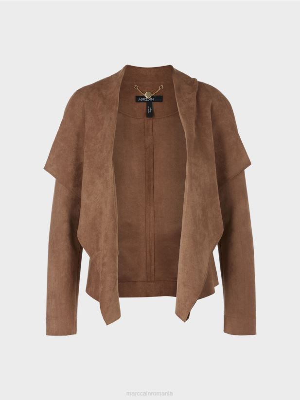 jachetă cu aspect de piele de căprioară Marc Cain alune îmbrăcăminte 4826HH423